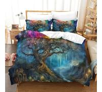 QIAVXZIP Motivo 3D Tree of Life 3 Pezzi Set Di Biancheria Da Letto in Microfibra Morbida E Leggera Con 2 Federe Con Cerniera Lavabile in Lavatrice Super King（260x220cm）