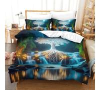 QIAVXZIP Motivo 3D Tree of Life 3 Pezzi Set Di Biancheria Da Letto in Microfibra Morbido E Accogliente Con 2 Federe Chiusura A Cerniera Facile Da Pulire King（220x240cm）