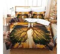 QIAVXZIP Motivo 3D Tree of Life 3 Pezzi Set Lenzuola Letto in Microfibra Leggero E Traspirante Con 2 Federe Chiusura A Cerniera Lavabile in Lavatrice King（220x240cm）