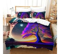 QIAVXZIP Motivo 3D Tree of Life 3 Pezzi Set Lenzuola Letto in Microfibra Morbida E Leggera Ipoallergenica Chiusura A Cerniera Facile Da Pulire King（220x240cm）