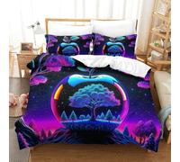 QIAVXZIP Motivo 3D Tree of Life 3 Pezzi Set Lenzuola Letto in Microfibra Morbido E Accogliente Con 2 Federe Chiusura A Cerniera Facile Da Pulire Super King（260x220cm）