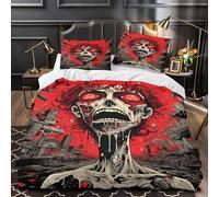 QIAVXZIP orrore zombi Impressione 3D 3 pz coperteletto stile grafico cover piumone microfibra zip antiacari per bambini ragazze donne Double（200x200cm）