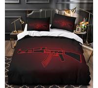 QIAVXZIP schema dell'arma Impressione 3D 3 pz coperteletto stile neon rosso cover piumone microfibra morbida antiacari per ragazze adolescenti donne Super king（260x220cm）