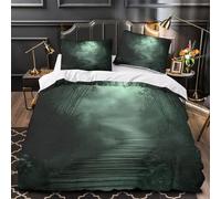QIAVXZIP Sentiero del bambù mistico Impressione 3D 3 pz coperteletto Scena di foresta gotica cover piumone microfibra ipoallergenica traspirante per ragazzi adolescenti uomini Super king（260x220cm）