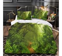 QIAVXZIP Sentiero nella foresta Impressione 3D 3 pz cover piumone Stile mistico della giungla coperteletto microfibra ipoallergenica antiacari per bambini uomini donne Single（140x200cm）