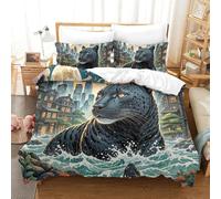 QIAVXZIP Stampa 3D Black Panther Stalking Night 3 Pezzi Set Di Biancheria Da Letto Animal in Microfibra Morbida E Leggera Ipoallergenica Con Cerniera Lavabile in Lavatrice King（220x240cm）