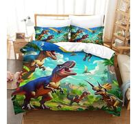 QIAVXZIP Stampa 3D Dinosaur 3 Pezzi Set Di Biancheria Da Letto Animal in Microfibra Morbida E Leggera Ipoallergenica Con Cerniera Facile Da Pulire King（220x240cm）