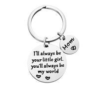 Qibote Regalo per la festa della mamma, regalo per la mamma di figlia per compleanno, I'll Always Be Your Little Girl, You Will Always Be My World, Best Mom Ever Portachiavi di Kids Baby, San