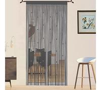 QiBoYuYe Tenda con perline per porta, zanzariera per porte e finestre, divisorio per porte, pannelli per soggiorno, camera da letto, armadio (grigio, 90 x 200 cm)