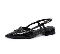 qibusleen Donna Nero Basso Chunky Block Slingback Tacchi Comodo, Cinturino alla Caviglia Pompe per Donne Punta Chiusa Strappy Fibbia, Matrimonio Partito Lavoro Casual Abito Scarpe-40