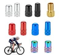QIBZI Cappucci delle valvole,Tappino Valvola Presta, Presta Cappuccio, 1 x Convertitore di boccaglio, 10 Pezzi Presta Valve Cap, Tappi Per Valvole Per Bici, Coprivalvola Bici in Metallo