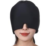 QIBZI Cuscinetti terapia caldo/freddo Maschera per occhi di ghiaccio nera monostrato, cappuccio riutilizzabile per mal di testa in gel di ghiaccio, allevia l'emicrania e gli occhi gonfi