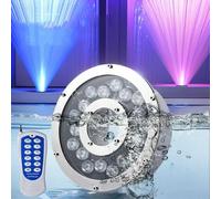 QICBYING Luce RGB Subacquea - LED Fontana Ad Anello Luce, Faretto per Piscina con Foro Centrale E Impermeabilità IP68, Faro Sommergibile per Paesaggi con Cambio di Colore RGB(6W(12V))
