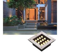 QICBYING Luci Interrate Quadrate for Esterni - Lampade da Terra LED Paesaggi, Faretto da Incasso A Terra Impermeabile 12V IP67, Faretti A LED da Giardino, Terrazza Illuminazione(Green Light,15W)