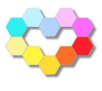 QICBYING Luci LED A Giunzione Esagonale, Pannelli da Parete RGB, Luci da Gioco con App Smart Modular, Luci di Espansione Push Glide for Feste in Casa, Halloween(10PCS-1.2W)