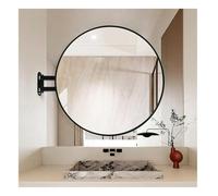 QICBYING Specchio Angolare Rotondo Pieghevole E Girevole, Specchio Da Bagno A Parete, Specchi Rotondi Per Decorazione Murale, Immagine Ad Alta Definizione, Per Case, Hotel(Black,19.7"L x 19.7" W)
