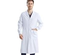 QICEDER Camice Laboratorio Chimica Ragazzo, Camici Bianco Laboratorio Uomo,Donna,Camicia Lunga Unisex Cappotto Sanitari per Studenti di Scuola, Ospedale, Medico, per Studenti di Arte (Uomo, M)