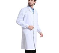 QICEDER Camice Laboratorio Chimica Ragazzo,Uomo,Donna Camici Bianco Laboratorio,Camicia Lunga Unisex Cappotto Sanitari per Studenti di Scuola, Ospedale, Medico, per Studenti di Arte (S)