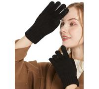 QICEDER Guanti Touch Screen Invernali Termici a Maglia per Donna - Per Smartphone, Bici, Running (Nero)