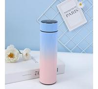 QiCheng&LYS 500ml Bottiglia,Tazza termica sigillata,17 OZ / 500 ML, Senza BPA acciaio inossidabile PVC 304, con display della temperatura, Adatto per acqua calda e fredda (Blu pendenza)