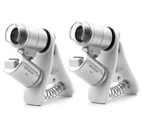 QiCheng & LYS Mini 60X Lente d'ingrandimento per microscopio a LED con tasca regolabile e lente d'ingrandimento con rilevamento valuta (60x - A 2PCS)