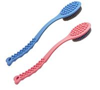 QiCheng&LYS Spazzola da bagno, Spazzola doccia lunga, Gratta schiena per doccia but stiff enough to give a nice feel on the skin(Blu e Rosa)