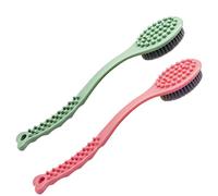 QiCheng&LYS Spazzola da doccia, Bagno a manico lungo, Per il massaggio del corpo, Adatta per pelli secche e per l'esfoliazione della schiena (Verde e Rosa)