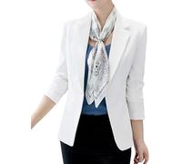 Qichenx Donna Elegante Manica Lunga Colletto Cappotto Ufficio Business Blazer Top Gilet Corto Carriera Giacca Cardigan (Bianco, XL)