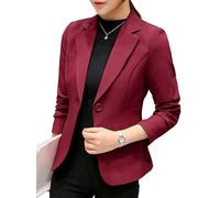 Qichenx Donna Elegante Manica Lunga Colletto Cappotto Ufficio Business Blazer Top Gilet Corto Carriera Giacca Cardigan (Bordeaux, M)