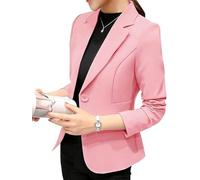 Qichenx Donna Elegante Manica Lunga Colletto Cappotto Ufficio Business Blazer Top Gilet Corto Carriera Giacca Cardigan (Rosa, S)