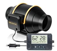 QiCrafe Ventilatore tubolare da 100 mm, con timer intelligente, con regolatore di temperatura e umidità, 360 m³/h, per WC, serra, garage 4E217-A