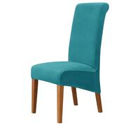 qiden Coprisedia Da Pranzo In Velluto, Fodera Per Sedia Grande Elasticizzata, Coprisedie Con Schienale Alto Proteggi Sedia XL-Blu petrolio-Pack of 4