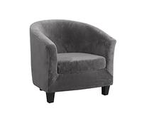 qiden Fodera Poltrona Universale con Cuscino Separato, Elasticizzato Copripoltrona 1 Posto Velluto per Bar Soggiorno Camera da Letto Reception-Grigio scuro