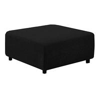 qiden Quadrato Copri Poggiapiedi Jacquard Peluche Più Spessa Fodera per Pouf Elasticizzato Anti-Slip copriscarpe ottomano con fondo elastico, Lavabile in lavatrice-Nero-XL