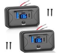 Qidoe 2 Pezzi 90W Presa USB C 12V per Camper Doppio 36W PD e QC 18W Multi USB Prese di Caricabatterie Ricarica Rapida con Interruttore ON/off Voltmetro per 12V/24V Barche, Moto, Camion, Golf Cart