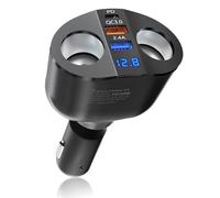 Qidoe Cigarett Splitter USB C Caricabatteria Auto Accendisigari: 12 V/24 V PD30W QC 3.0 Caricatore 120W Doppio Presa Adattatore Accendisigari Sdoppiatore con LED voltmetro per Cellulare,GPS,Dash Cam