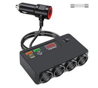 Qidoe Presa Multipla Accendisigari Auto, 12V/24V Multi Presa Accendisigari Sdoppiatore da Auto120W 4 Porte USB PD 3.0 & QC 3.0 con Interruttore LED Voltmetro Ricarica per GPS/Telefono/Dash Cam