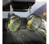 Qidoe Ventilatore Auto 12V: Ventole Portatile USB per Auto - Doppia Testa 3 velocità Silenziose Rotazione 360° Aria Fresca per Sedili Posteriori, Bambini e Animali - per SUV, Furgoni, Camper e Viaggi