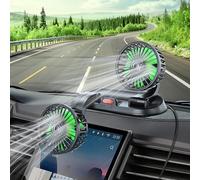 Qidoe Ventilatore Doppia Testa per Auto, Ventilatore Portatile di Raffreddamento per Veicolo a 2 Velocità, Ventilatore per Cruscotto Rotante a 360° e Regolabile per Camion, Camper, Barca, Furgone