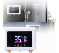 QIeAny Scaldabagno Elettrico Istantaneo (3500 W), Senza Serbatoio, Controllo della Temperatura 28-55 ℃, Touch Screen/Telecomando, Ampio Display A Colori, Impermeabile, per Cucina/Bagno,3500W,B