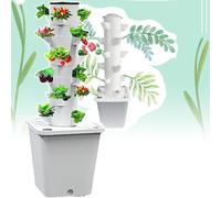 QIeAny Torre di Coltivazione Idroponica Verticale (PP Alimentare), Attrezzatura per La Coltivazione Fuori Suolo (10/15/20/25/30 Fori), Erbe/Frutta/Verdura da Interni, per Principianti,15 Holes,White