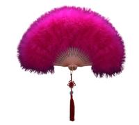 Qiebenav Scomparti con ciondolo a forma di piuma, scomparti per champagne con ciondolo a nappa, lussuosi, intagliati cavi, bella piuma spessa, elegante ventaglio rosso rosa