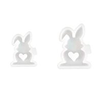 Qiebenav Stampo per coniglio in silicone antiaderente 2pcs Pasqua segno Diy Love Heart Rabbit Ornamento Stampo per decorazione fatta a mano Artigianato resina epossidica Casting A