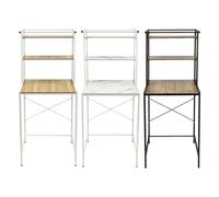 QIERF Scaffale per lavatrice a 3 ripiani in MDF e ferro, 69 x 60 x 176,5 cm, portata 10 kg per livello, bianco e legno, nero e rovere, bianco e marmo, moderno scaffale per il bagno