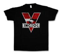 QIESHEOK 1984 Logo Vintage INGSOC Big Oceania Brother George Orwell Unisex 100% Cotton Short-Sleeve T-Shirts Black XL