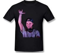 QIESHEOK Avicii T Shirt Men Summer Short Sleeves Novelty Cotton Shirt M
