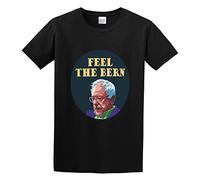 QIESHEOK Bernie Sanders Feel The Bern Unisex 100% Cotton Short-Sleeve T-Shirts Black S