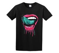 QIESHEOK Falling in Reverse Les Lèvres Hommes Unisex 100% Cotton Short-Sleeve T-Shirts Black S
