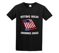 QIESHEOK Funny Corn Hole Hitting Holes Crushing Souls USA Flag Unisex 100% Cotton Short-Sleeve T-Shirts Black XXL