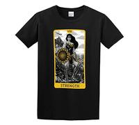 QIESHEOK JL Tarot - Strength Unisex 100% Cotton Short-Sleeve T-Shirts Black XXXL